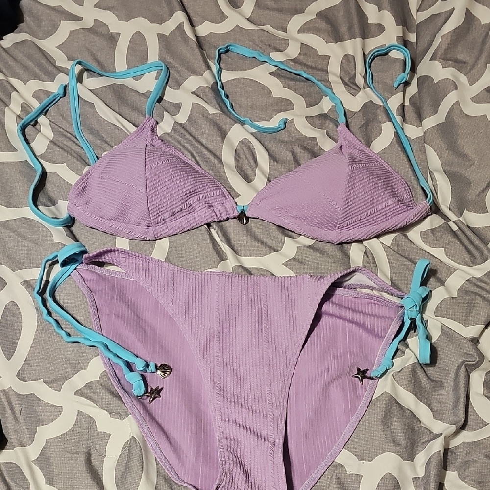 Purple and Blue Bikini Set